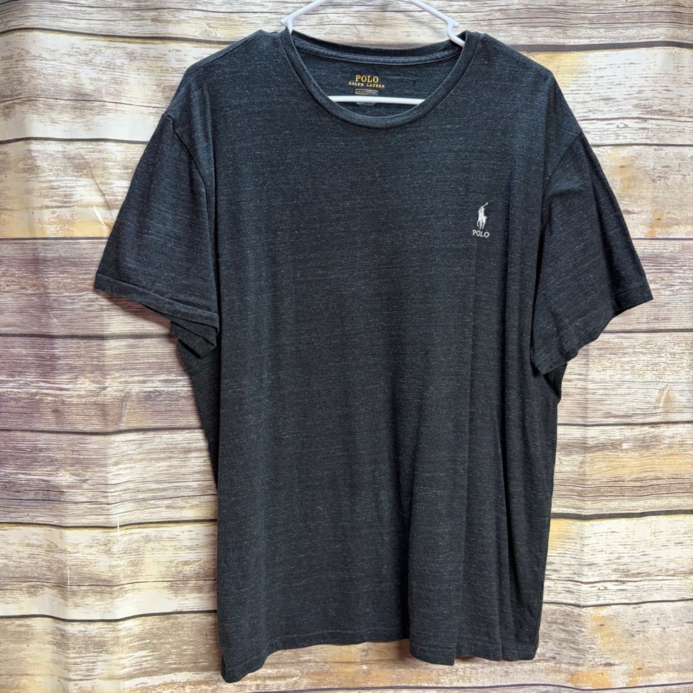 Polo Ralph Lauren Mens Charcoal Gray Heathered Short Sleeve Pony Logo T-Shirt L